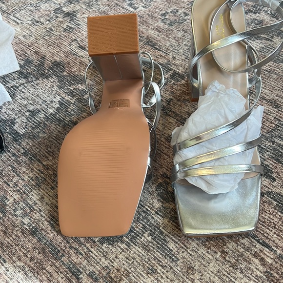 Silver Strappy Block Heeled Sandal - Picture 2 of 3